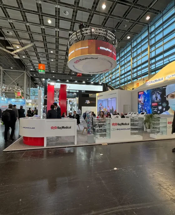 Compact healthcare exhibition stand optimized for regulated environments, GITEX booth builder